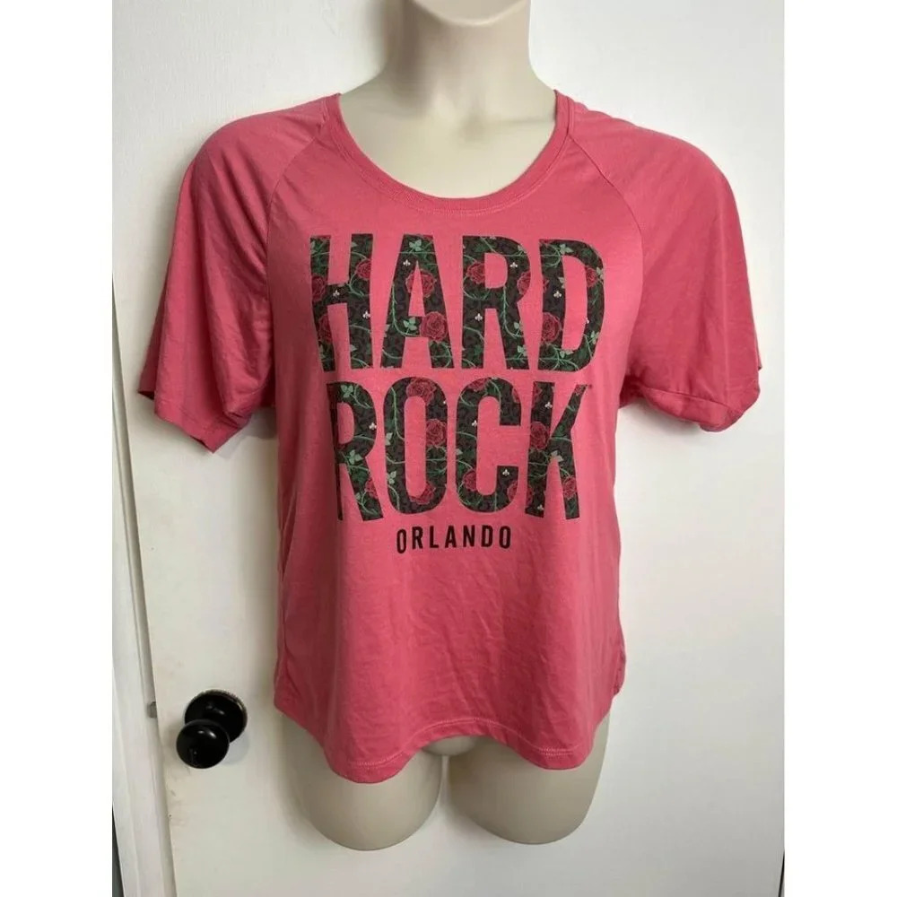Hard Rock Cafe orlando Pink cheetah Shirt Size Large #0414